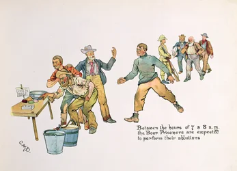 „Między godziną 7 a 8 rano więźniowie burscy mają dokonać ablucji”, z „The Leaguer of Ladysmith”, 1900